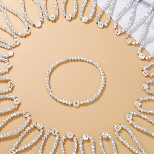 Wholesale Unisex Handmade Imitation Pearl Bracelet With Letters Numbers Text