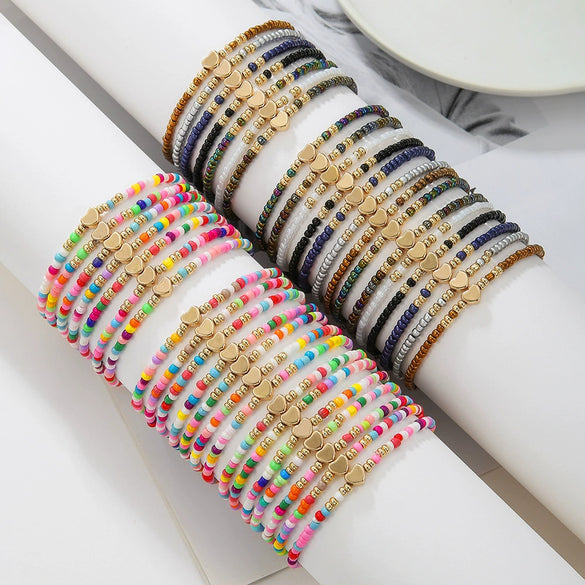 Wholesale Unisex Handmade Love Bracelet With Rice Beads Alloy