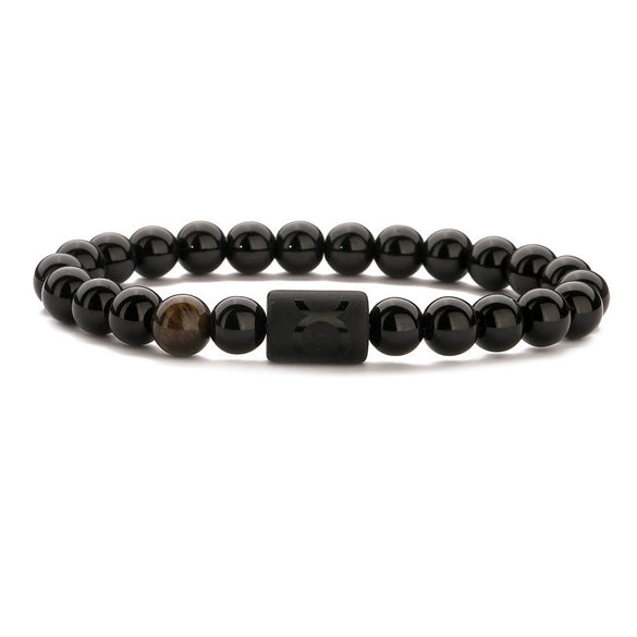 Wholesale Unisex Handmade Twelve Constellation Agate Elastic Bracelet