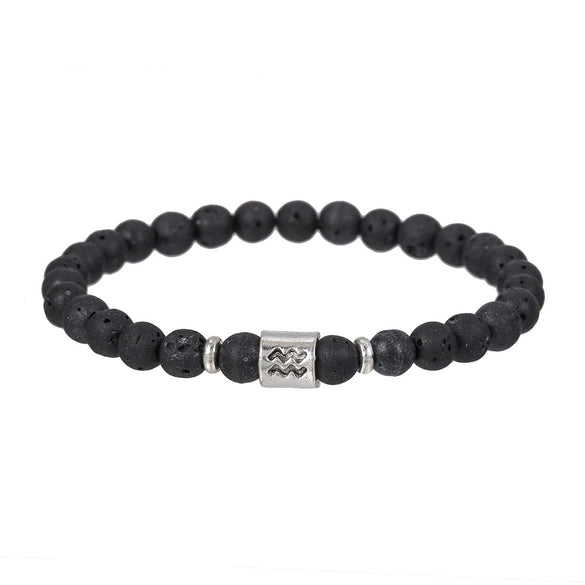 Wholesale Unisex Handmade Volcanic Rock Geometric Twelve Constellation Energy Beaded Bracelet