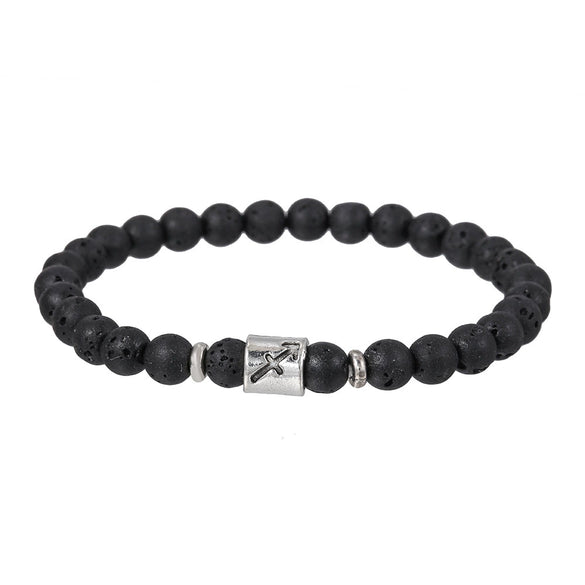 Wholesale Unisex Handmade Volcanic Rock Geometric Twelve Constellation Energy Beaded Bracelet