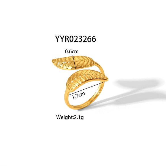 Wholesale Unisex Heart Shaped Opening Adjustable Stainless Steel Ring With Pvd Furnace Real Gold Electroplating