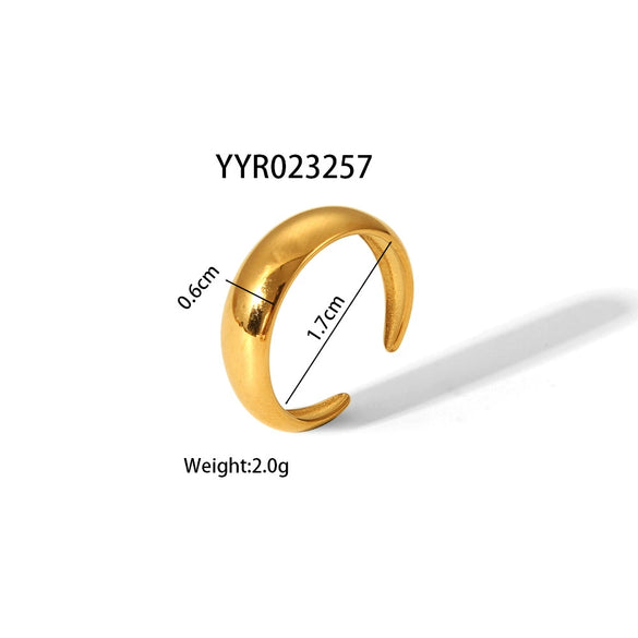 Wholesale Unisex Heart Shaped Opening Adjustable Stainless Steel Ring With Pvd Furnace Real Gold Electroplating