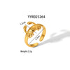 Wholesale Unisex Heart Shaped Opening Adjustable Stainless Steel Ring With Pvd Furnace Real Gold Electroplating