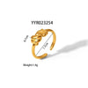 Wholesale Unisex Heart Shaped Opening Adjustable Stainless Steel Ring With Pvd Furnace Real Gold Electroplating