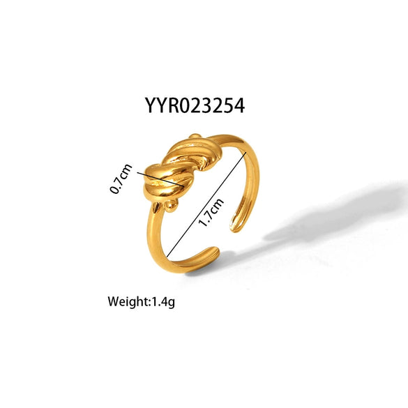 Wholesale Unisex Heart Shaped Opening Adjustable Stainless Steel Ring With Pvd Furnace Real Gold Electroplating