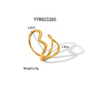 Wholesale Unisex Heart Shaped Opening Adjustable Stainless Steel Ring With Pvd Furnace Real Gold Electroplating