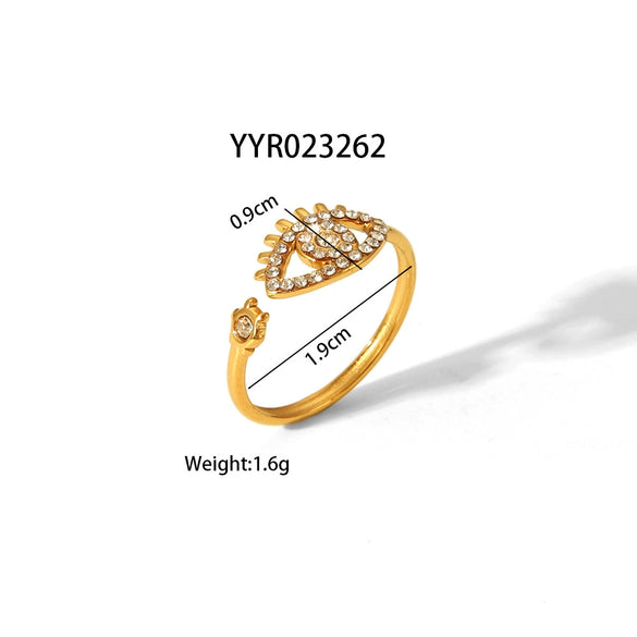 Wholesale Unisex Heart Shaped Opening Adjustable Stainless Steel Ring With Pvd Furnace Real Gold Electroplating
