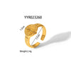 Wholesale Unisex Heart Shaped Opening Adjustable Stainless Steel Ring With Pvd Furnace Real Gold Electroplating