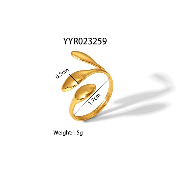 Wholesale Unisex Heart Shaped Opening Adjustable Stainless Steel Ring With Pvd Furnace Real Gold Electroplating