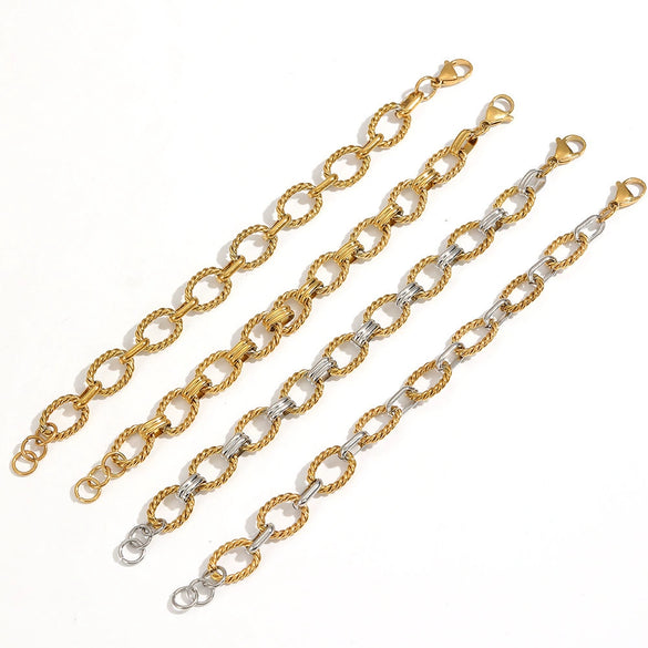 Wholesale Unisex Hip Hop Geometric Stainless Steel Vacuum Plated Bracelet