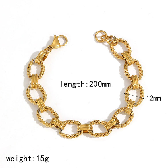 Wholesale Unisex Hip Hop Geometric Stainless Steel Vacuum Plated Bracelet