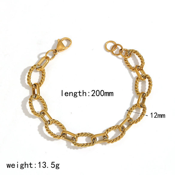 Wholesale Unisex Hip Hop Geometric Stainless Steel Vacuum Plated Bracelet