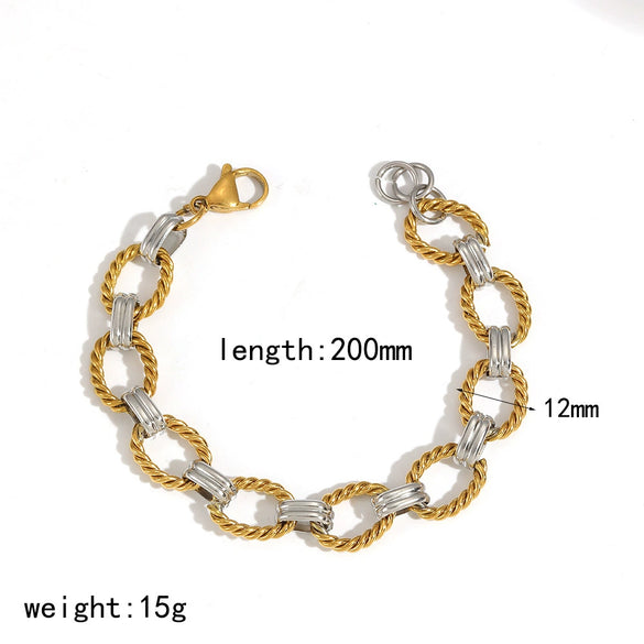 Wholesale Unisex Hip Hop Geometric Stainless Steel Vacuum Plated Bracelet