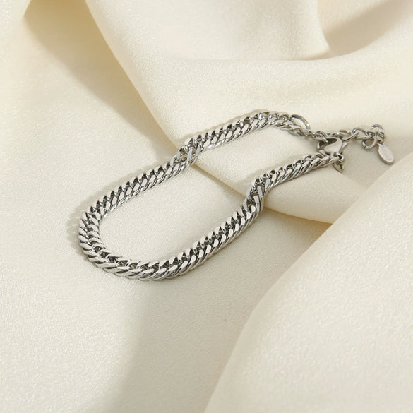 Wholesale Unisex Hip Hop Stainless Steel Cuban Chain Bracelet With Geometric Design And Stainless Steel Color Treatment