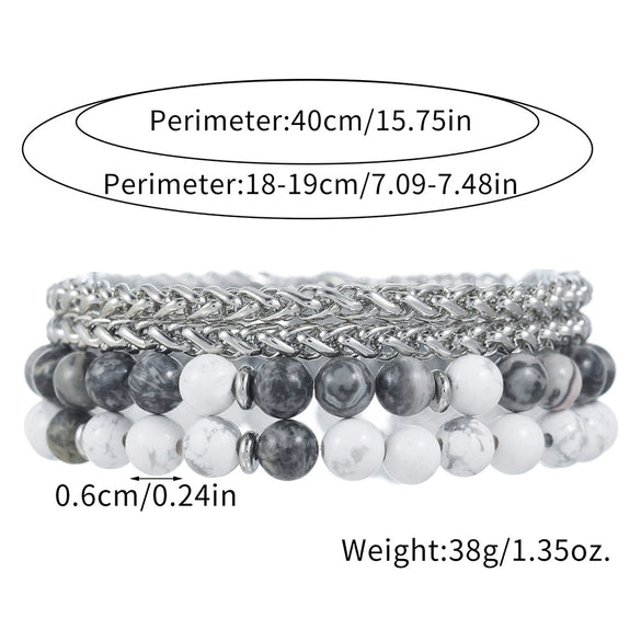 Wholesale Unisex Hip Hop Stretch Handmade Geometric Stone Chain Bracelet