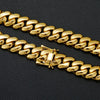 Wholesale Unisex Hiphop Jewelry Stainless Steel Cuban Chain Necklace With Geometric Pattern Vacuum Goldplated