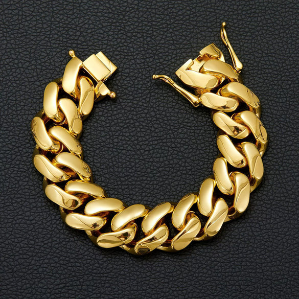 Wholesale Unisex Hiphop Jewelry Stainless Steel Cuban Chain Necklace With Geometric Pattern Vacuum Goldplated