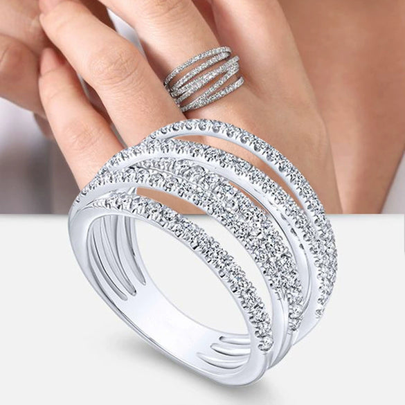 Wholesale Unisex Hiphop Style Copper Geometric Line Winding Ring And Women's Irregular Multilayer Geometric Zircon Bracelet