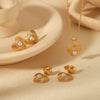 Wholesale Unisex Inlaid Pearl Heart Shape Titanium Steel Earrings