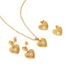 Wholesale Unisex Inlaid Pearl Heart Shape Titanium Steel Earrings