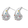 Wholesale Unisex Ins Style Geometric Dropshaped Rhinestone Inlaid Titanium Steel Earrings