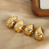 Wholesale Unisex Ins Style Geometric Dropshaped Rhinestone Inlaid Titanium Steel Earrings