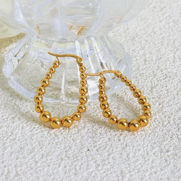 Wholesale Unisex Ins Style Geometric Titanium Steel Gold Plated Stitching Design Ushaped Earrings