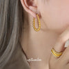 Wholesale Unisex Ins Style Geometric Titanium Steel Gold Plated Stitching Design Ushaped Earrings