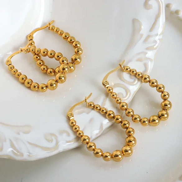 Wholesale Unisex Ins Style Geometric Titanium Steel Gold Plated Stitching Design Ushaped Earrings
