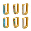 Wholesale Unisex Ins Style Geometric Titanium Steel Zircon Blue Turquoise 18K Gold Plated Earrings
