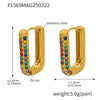 Wholesale Unisex Ins Style Geometric Titanium Steel Zircon Blue Turquoise 18K Gold Plated Earrings