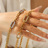 Wholesale Unisex Ins Style Stainless Steel Geometric Pattern Necklace With Diamonds And Zircons Electroplated Cuban Link Chain