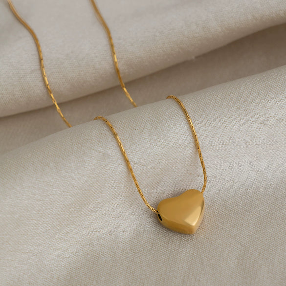 Wholesale Unisex Ins Style Stainless Steel Heart Shape Pendant Necklace With Pvd Furnace Vacuum Real Gold Plating