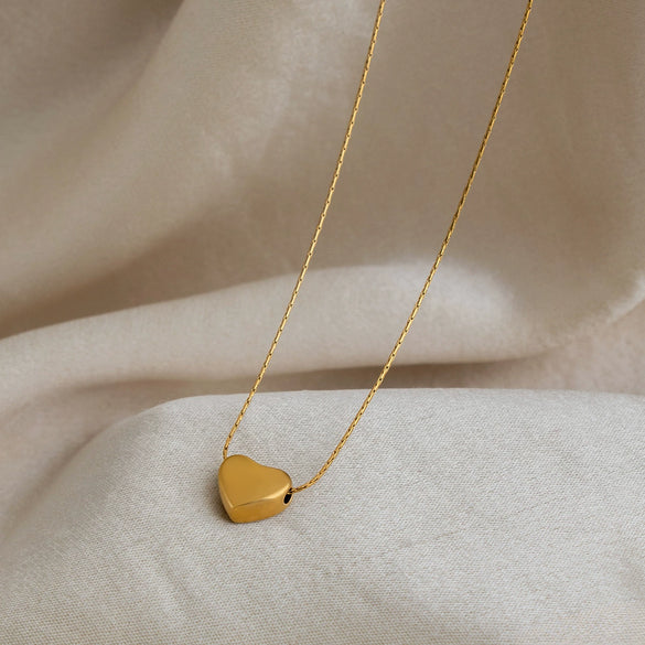 Wholesale Unisex Ins Style Stainless Steel Heart Shape Pendant Necklace With Pvd Furnace Vacuum Real Gold Plating