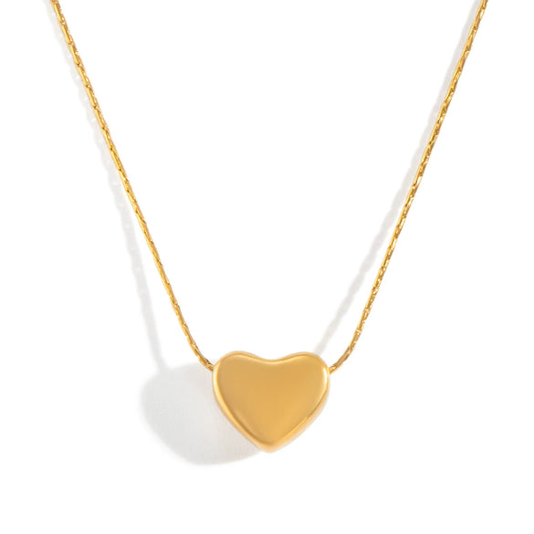 Wholesale Unisex Ins Style Stainless Steel Heart Shape Pendant Necklace With Pvd Furnace Vacuum Real Gold Plating