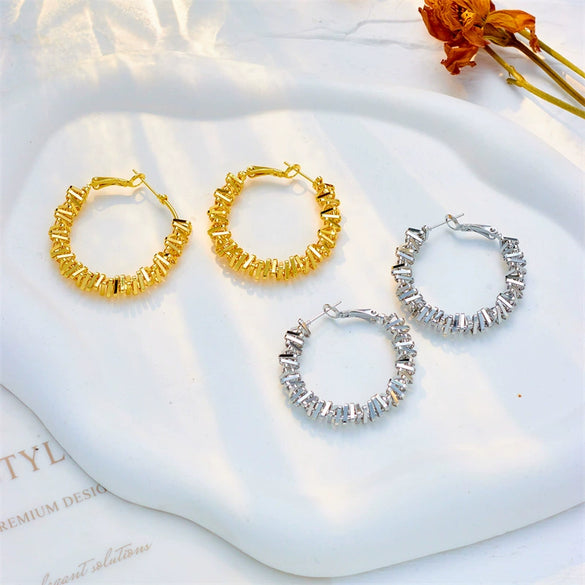 Wholesale Unisex Irregular Geometric Round Exaggerated Big Earring In Light Luxury Style Titanium Steel With Electroplating