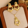 Wholesale Unisex Irregular Hollow Geometric Stainless Steel Earrings And Pendant Necklace With Electroplating