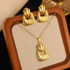 Wholesale Unisex Irregular Hollow Geometric Stainless Steel Earrings And Pendant Necklace With Electroplating