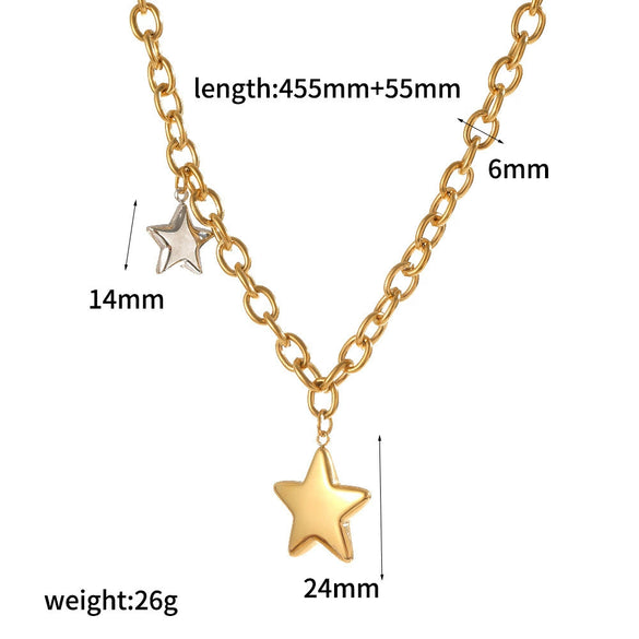 Wholesale Unisex Jewelry Set Stainless Steel Titanium Steel Electroplated Star Sun And Moon Clouds Universe Pattern Necklace And Bracelet