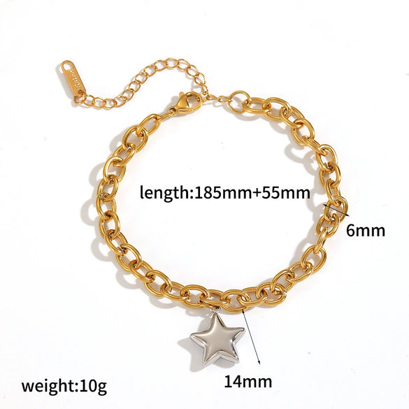 Wholesale Unisex Jewelry Set Stainless Steel Titanium Steel Electroplated Star Sun And Moon Clouds Universe Pattern Necklace And Bracelet