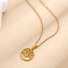 Wholesale Unisex Life Tree Cross Chain Necklace Stainless Steel Gold Electroplated