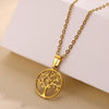 Wholesale Unisex Life Tree Cross Chain Necklace Stainless Steel Gold Electroplated