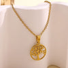 Wholesale Unisex Life Tree Cross Chain Necklace Stainless Steel Gold Electroplated