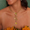 Wholesale Unisex Light Luxury Design Flowershaped Copper Electroplated Daisy Color Pearl Gem Pendant Necklace