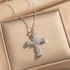 Wholesale Unisex Light Luxury Geometric Gold Plated Copper Zircon Cross Pendant Necklace With O Word Chain