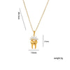 Wholesale Unisex Light Luxury Geometric Heart Tooth Shaped Diamond Studded Copper Zircon Inlaid 18K Real Gold Plated Necklace With Oshaped Chain