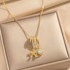 Wholesale Unisex Light Luxury Geometric Pendant Necklace With Gold Plated Copper Zircon Pendant And O Word Chain