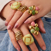 Wholesale Unisex Light Luxury Geometric Stainless Steel Goldplated Dripglazed Ring