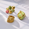 Wholesale Unisex Light Luxury Geometric Stainless Steel Goldplated Dripglazed Ring